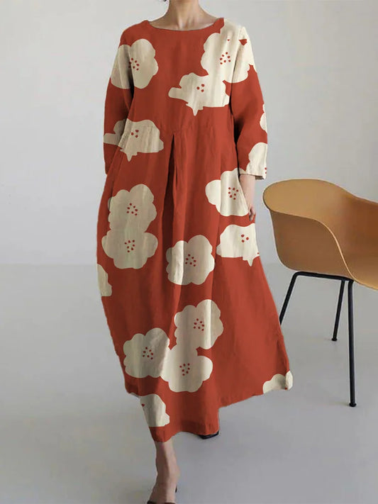 Marce - Lässiges, einfaches Kleid mit Blumendruck für Frauen