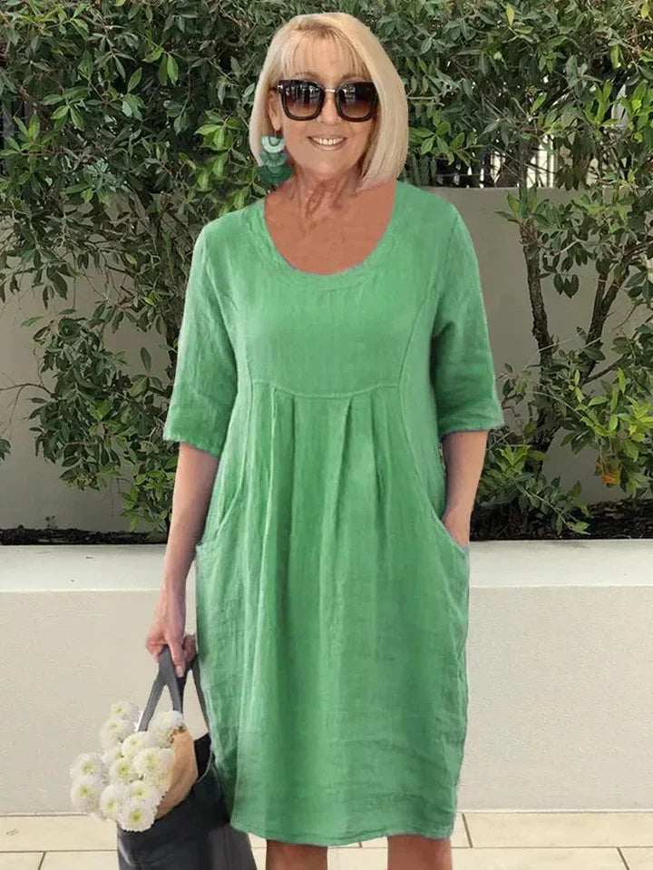 Lockeres Baumwollkleid mit Tasche