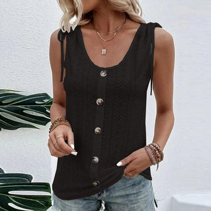 Stylisches Damen-Top mit Knöpfen und Ausschnitten