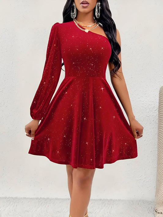 Maja | Elegantes One-Shoulder-Hemdkleid mit Rüschen