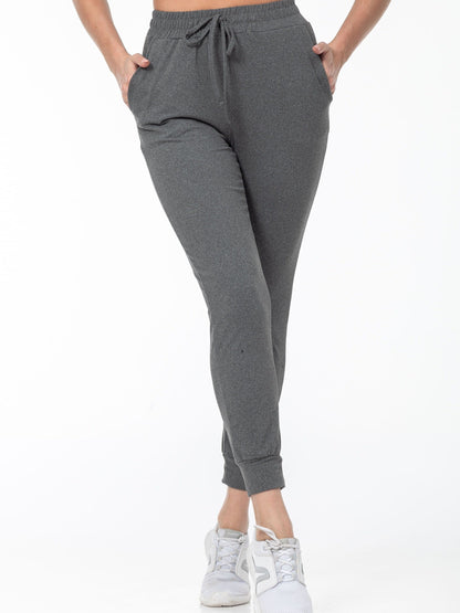 Lara | Schwarze lässige Sporthose mit hoher Taille und Taschen