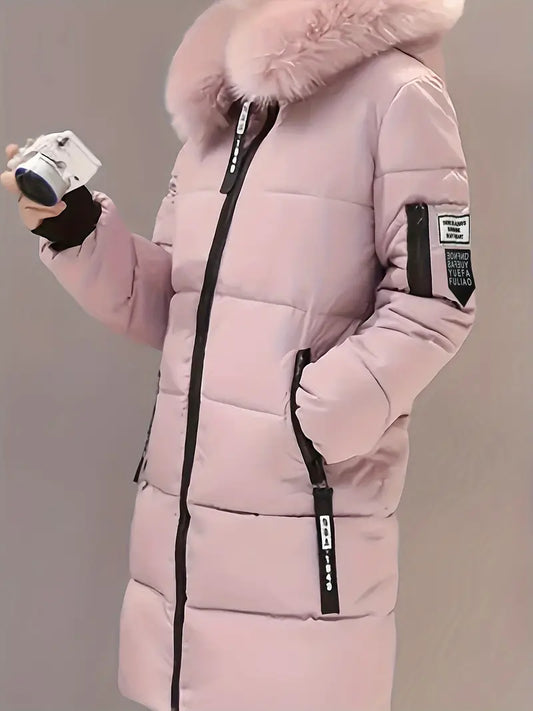 Reißverschluss-Puffy-Pink-Hoodie-Mantel