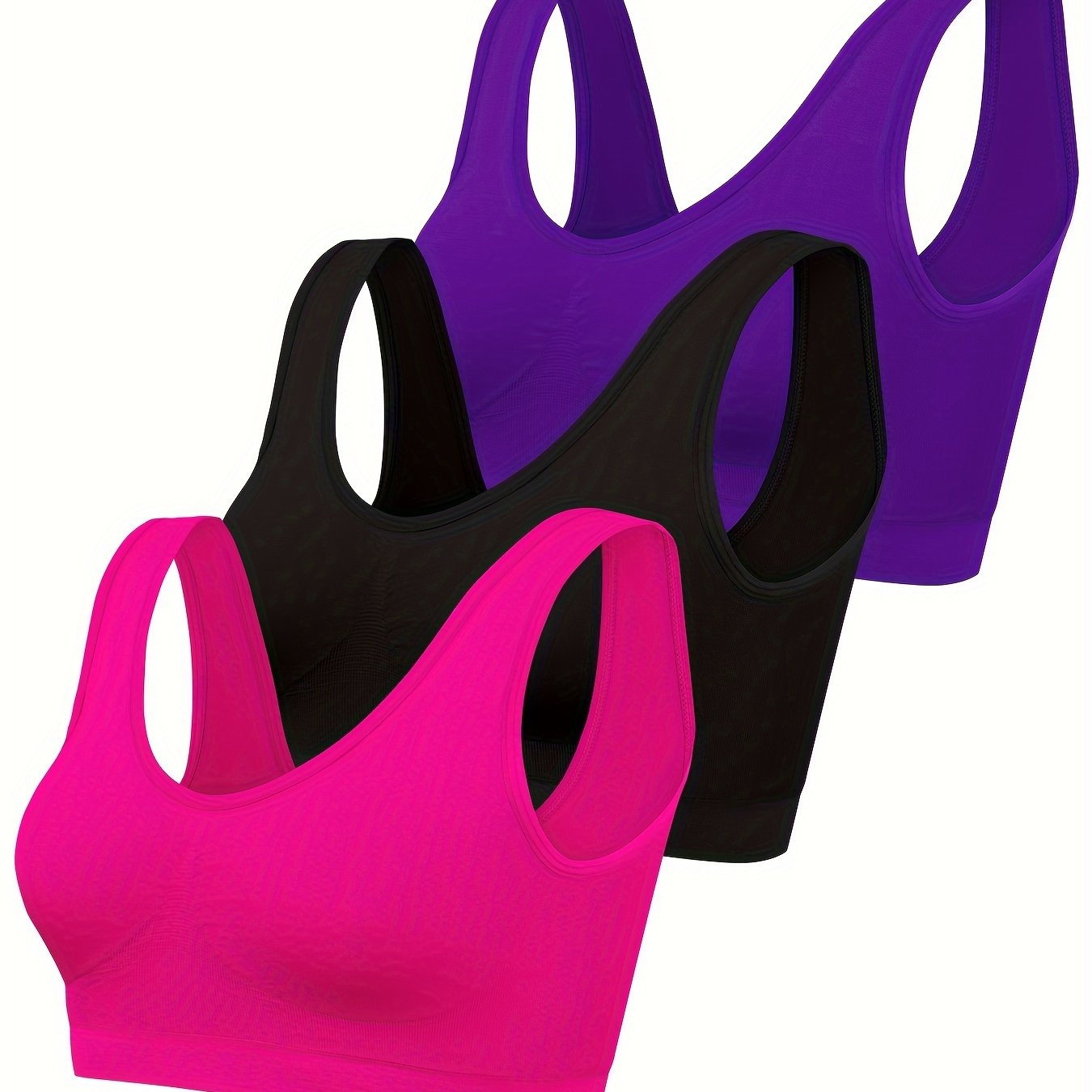 Eva | 3er Set aus einfarbigen Tanktops und nahtlosem Sport-BH