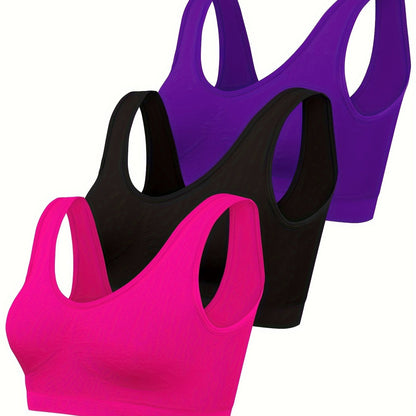 Eva | 3er Set aus einfarbigen Tanktops und nahtlosem Sport-BH
