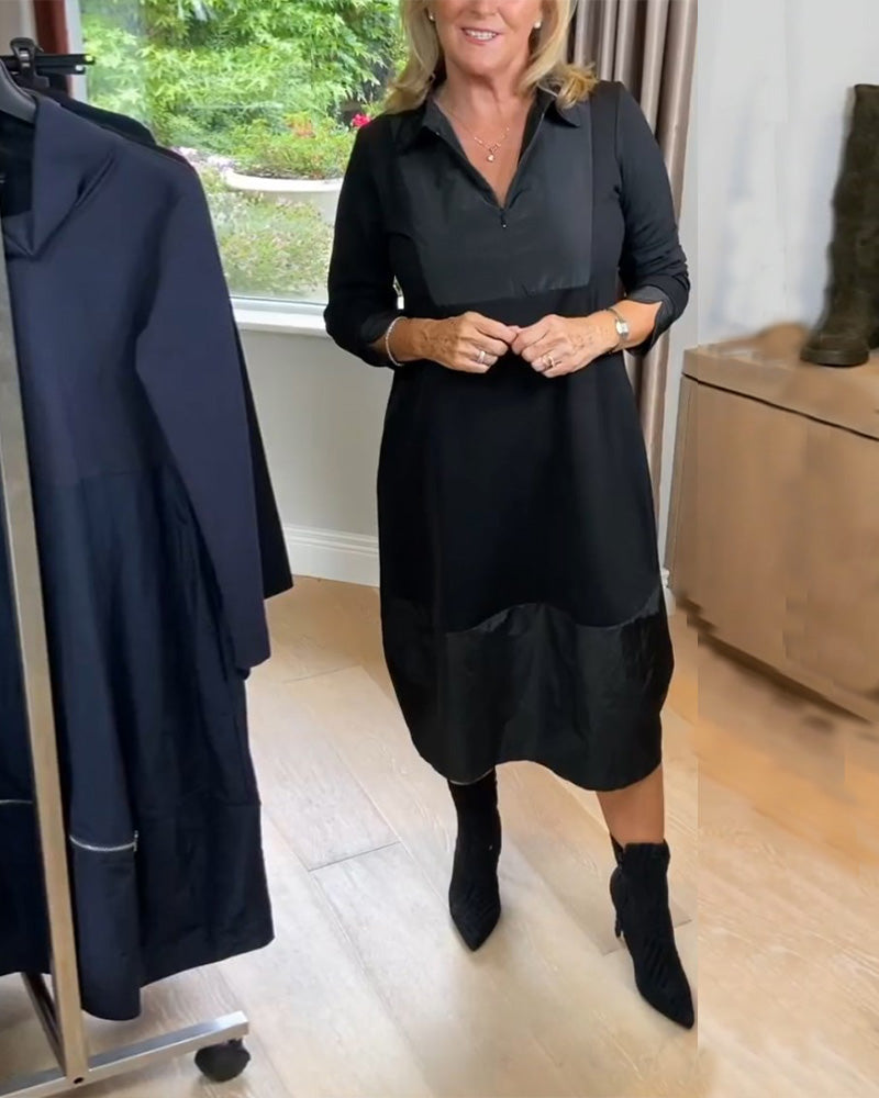 Lässiges Kleid mit Aufschlägen und Patchwork