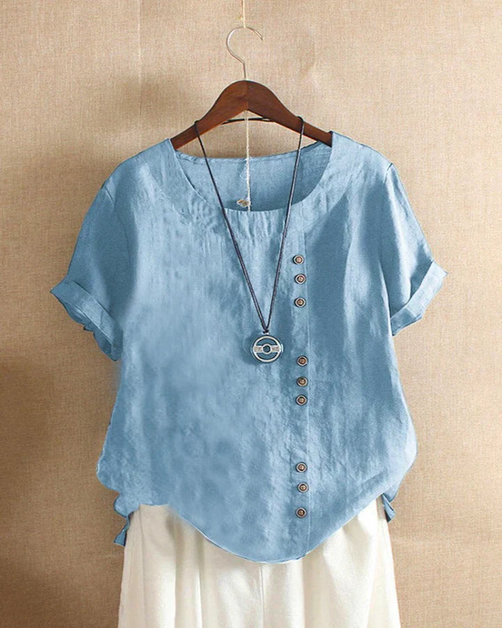 Carmella | Stylische Bluse mit Rundhalsausschnitt und Knöpfen