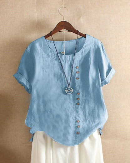 Carmella | Stylische Bluse mit Rundhalsausschnitt und Knöpfen