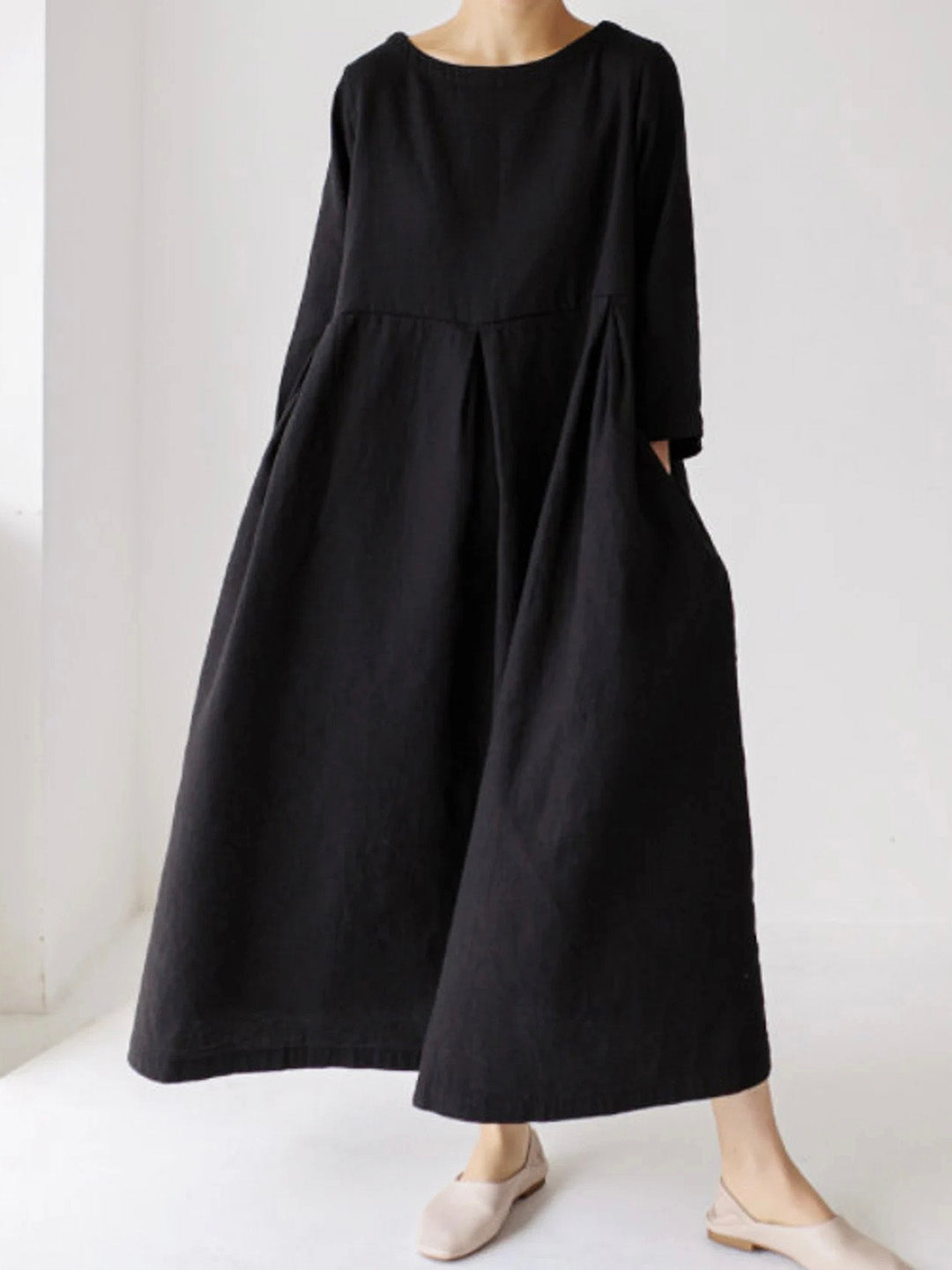 Liora | Lockeres Leinenkleid mit Seitentaschen