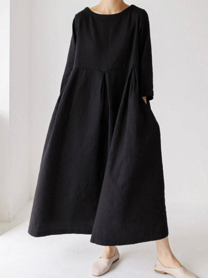 Liora | Lockeres Leinenkleid mit Seitentaschen