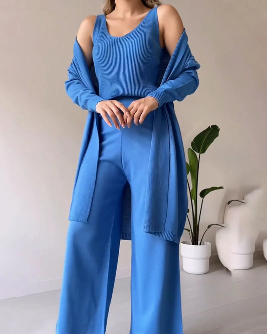 Erica - Elegantes 3-teiliges Strickhosen-Set für Damen