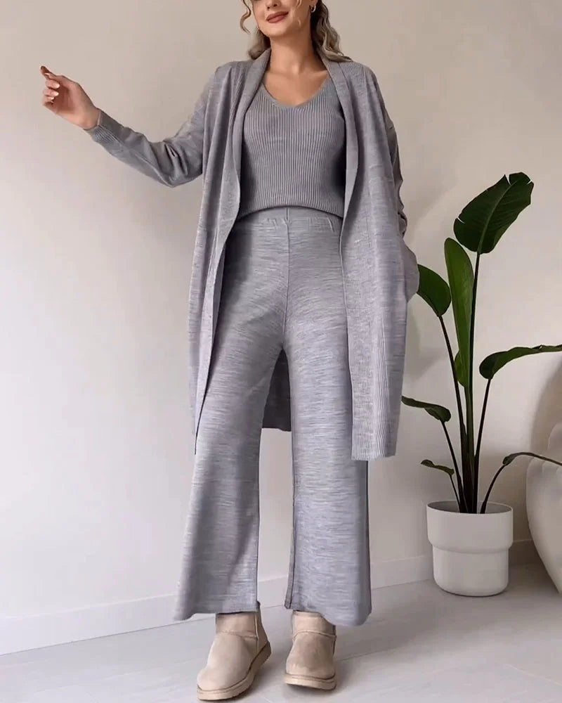 Erica - Elegantes 3-teiliges Strickhosen-Set für Damen