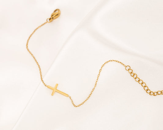 Kreuz-Armband aus Gold und Silber