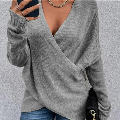 Selene - Eng anliegender & femininer Kreuzpullover für Damen