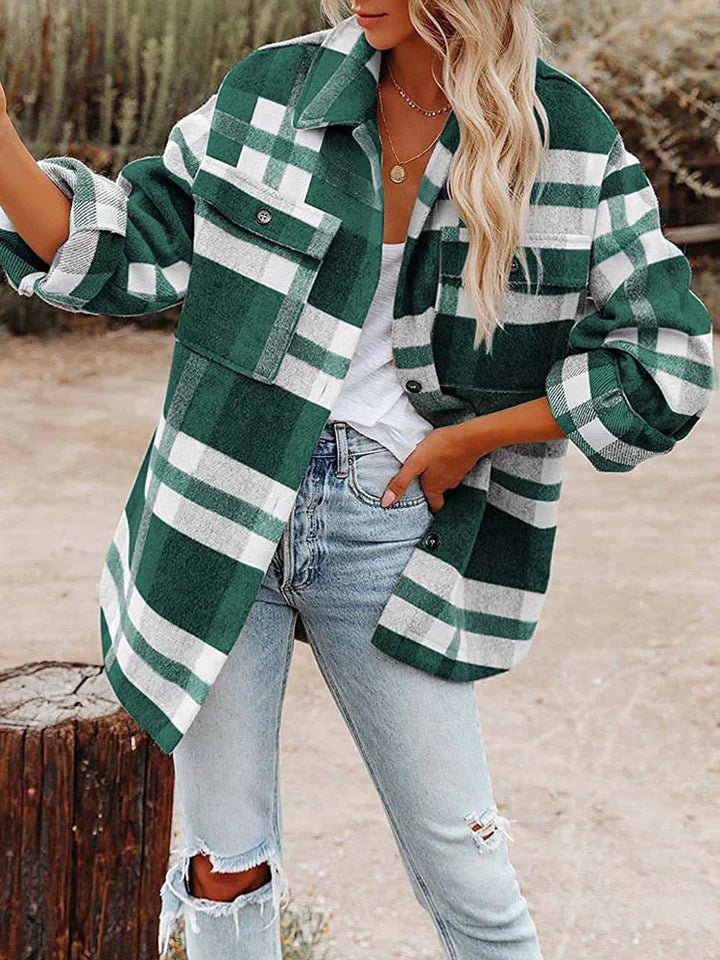 Hemdjacke mit Karomuster für Frauen