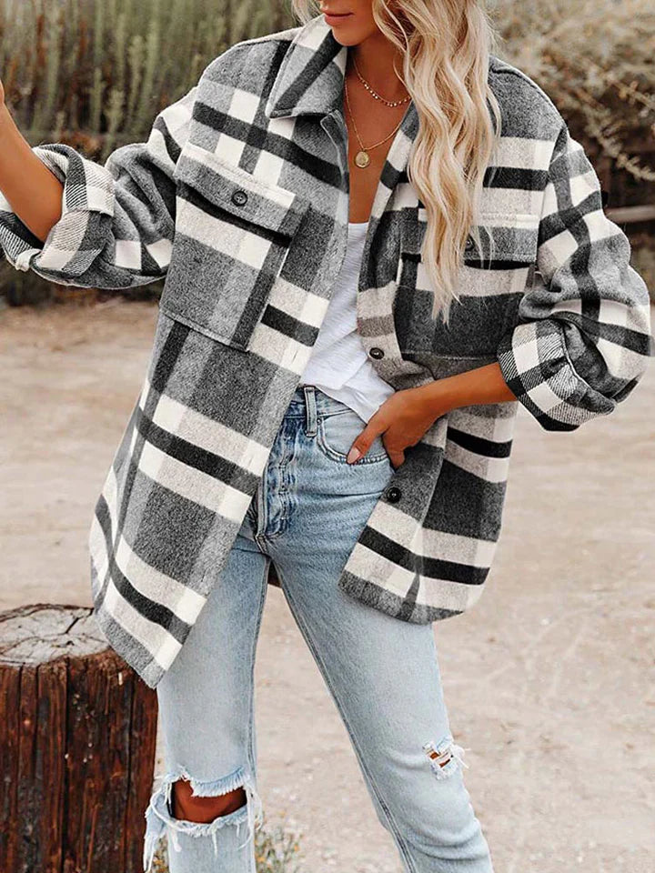 Hemdjacke mit Karomuster für Frauen
