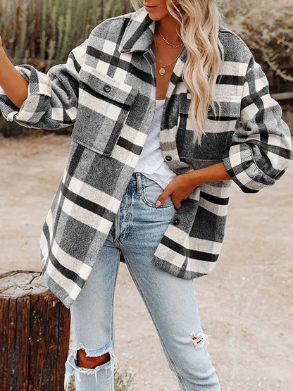 Hemdjacke mit Karomuster für Frauen