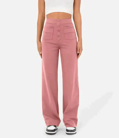 Hose mit hoher Taille und Knöpfen vorne für Frauen