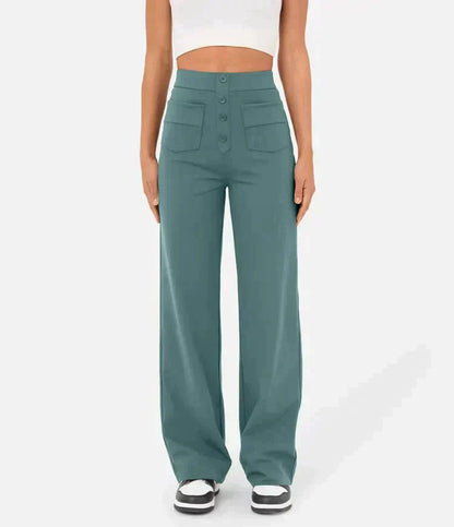 Hose mit hoher Taille und Knöpfen vorne für Frauen