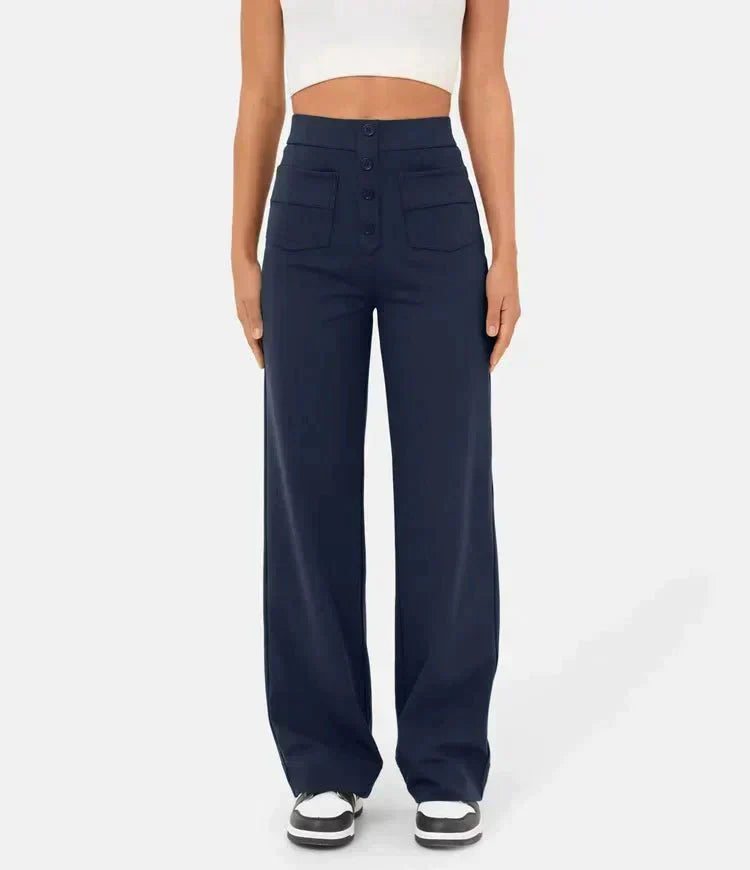 Casual-Gummihose-mit-hohem-Taillenbund