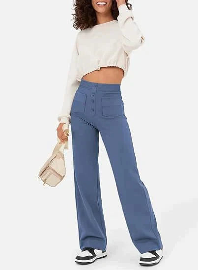 Hose mit hoher Taille und Knöpfen vorne für Frauen