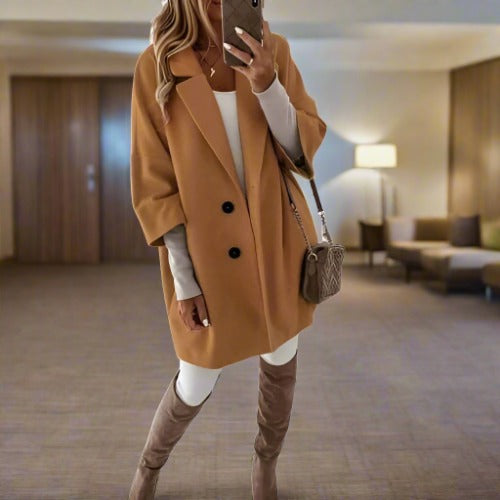 Josephine - Weicher Mantel mit weitem Kragen