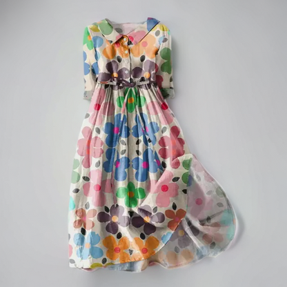 Ayesha - Midikleid mit Blumenmuster und Schnürung