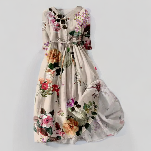 Ayesha - Midikleid mit Blumenmuster und Schnürung