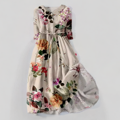 Ayesha - Midikleid mit Blumenmuster und Schnürung