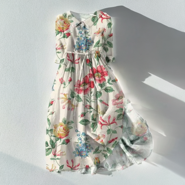 Ayesha - Midikleid mit Blumenmuster und Schnürung