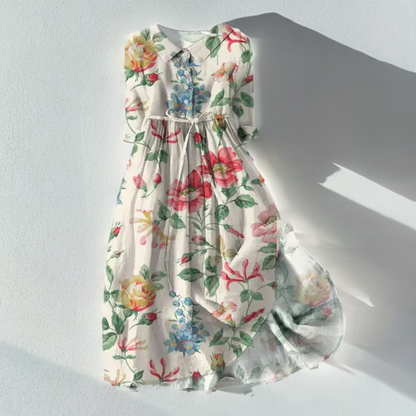 Ayesha - Midikleid mit Blumenmuster und Schnürung