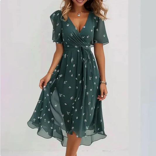 Damen V-Ausschnitt-Kleid