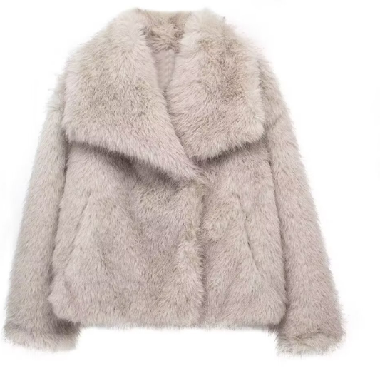 Damen-Pelzmantel | Beige - Luxuriös und warm