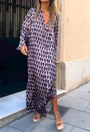 Finley - Langärmeliges Kleid mit Batikdruck