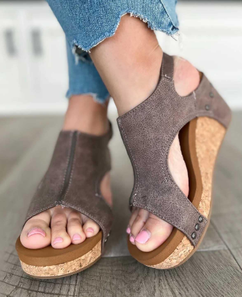 Teresa - Plateausandalen mit Keilabsatz aus Leder für Frauen