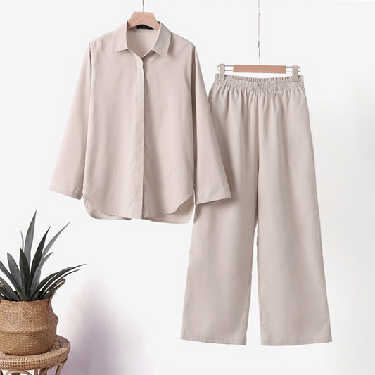 Daria - Trendiges einfarbiges Shirt-Set für Frauen