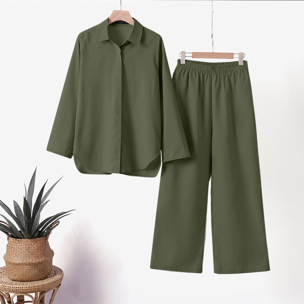 Daria - Trendiges einfarbiges Shirt-Set für Frauen