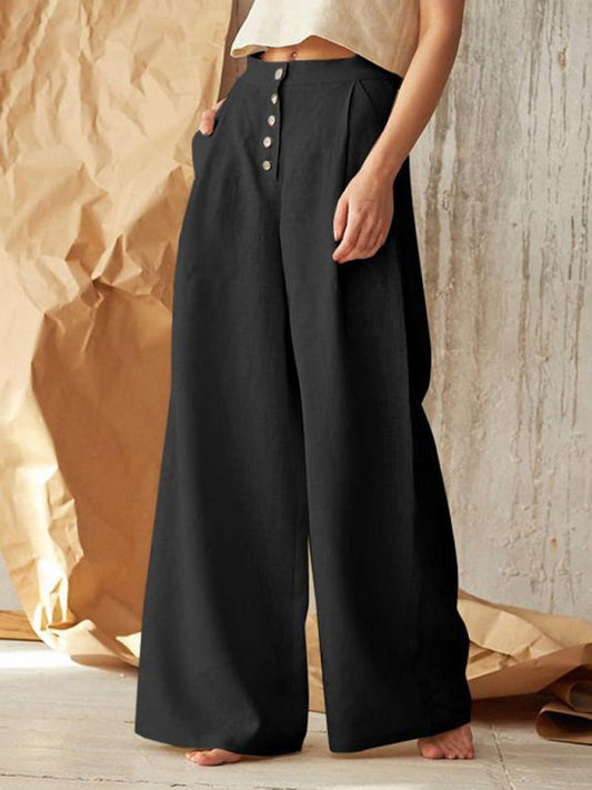 Danette - Lässige Button-Down-Hose mit weitem Bein