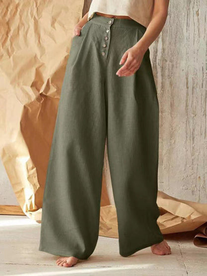 Danette - Lässige Button-Down-Hose mit weitem Bein