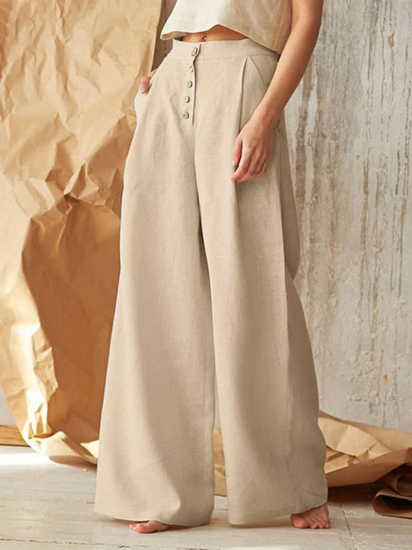 Danette - Lässige Button-Down-Hose mit weitem Bein