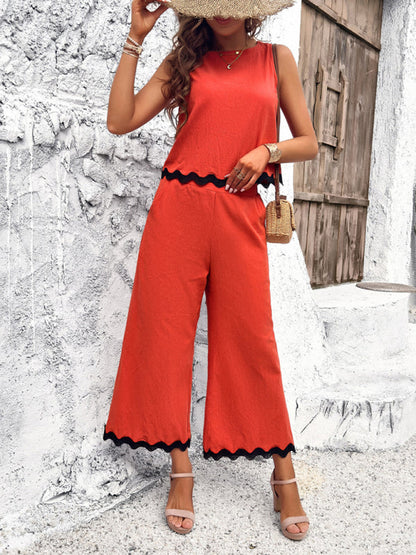 Women's new casual Temperament Gilet-Hose Webbing-Anzug
