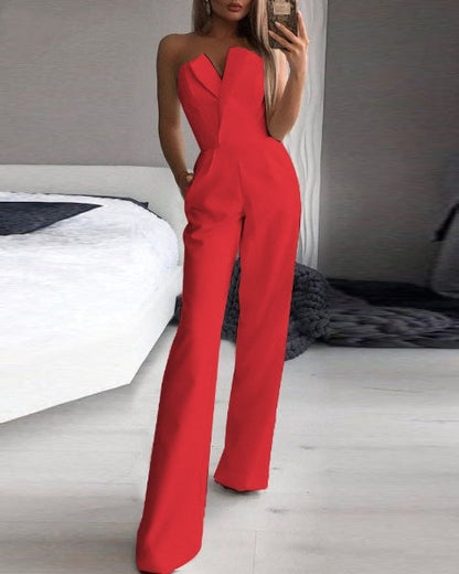 Sophie - Ärmelloser roter Jumpsuit