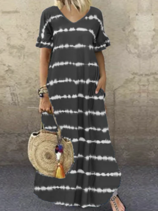 Maxikleid mit Print für den Sommer mit V-Ausschnitt