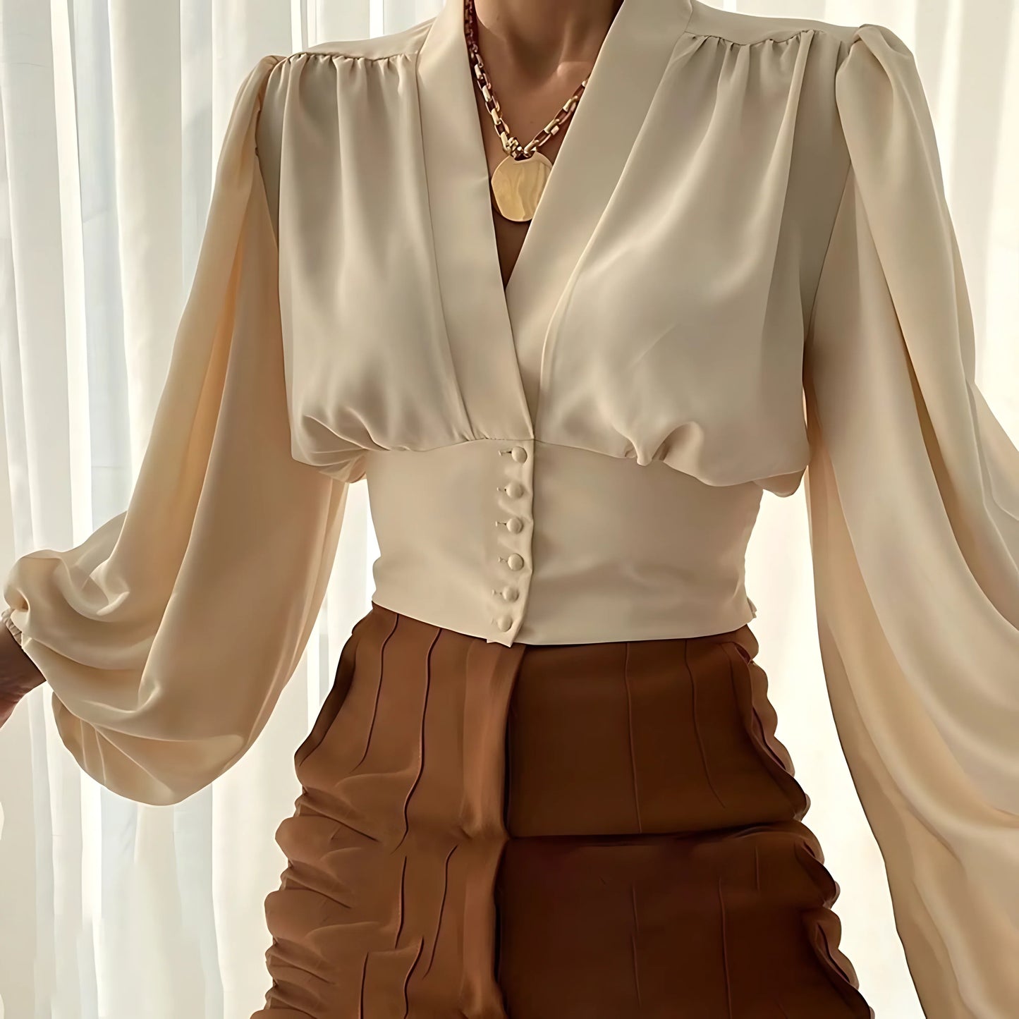 Gloria - Klassische Hip Line Bluse für Frauen