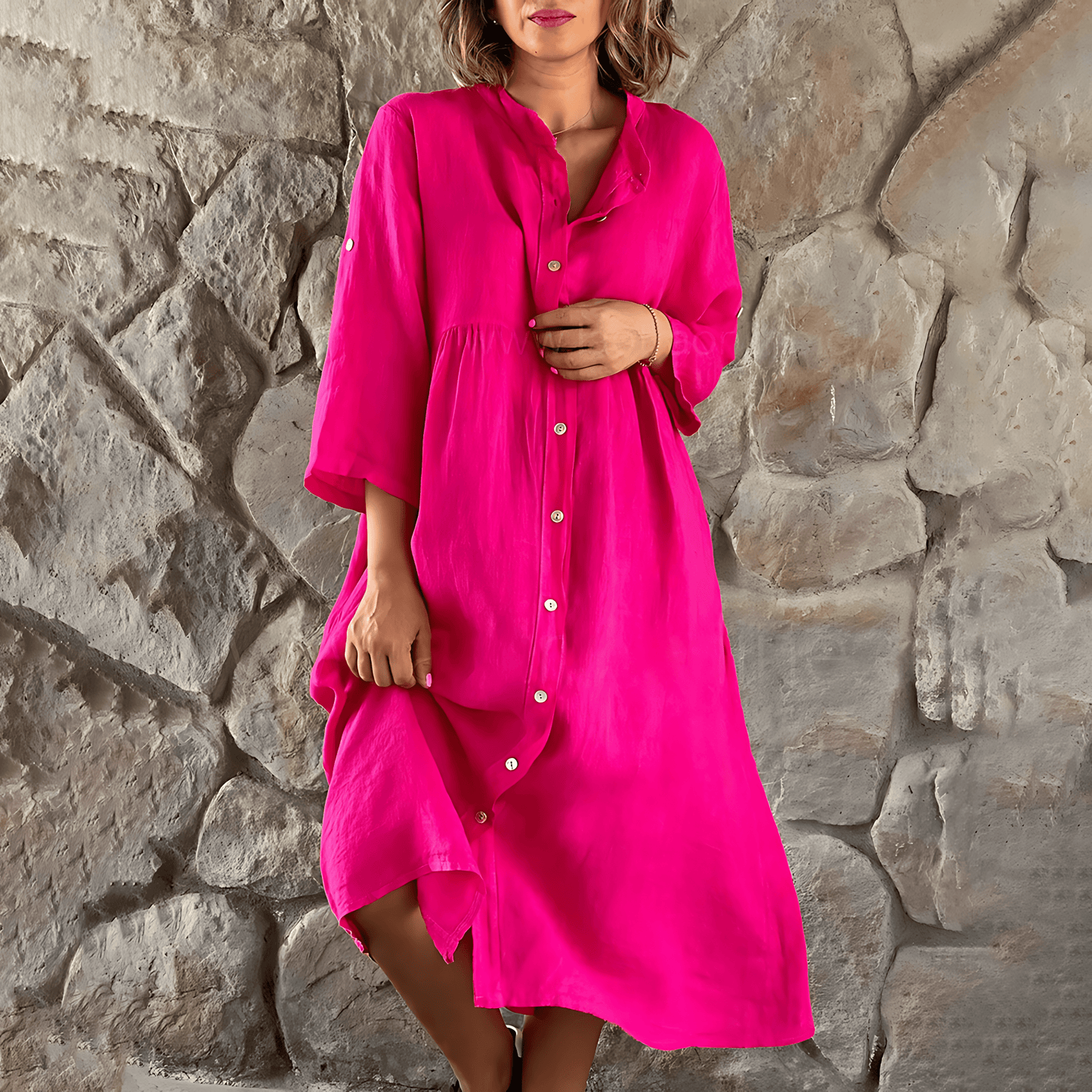 Alice - Sommerkleid in Übergröße - Casual mit Knöpfen