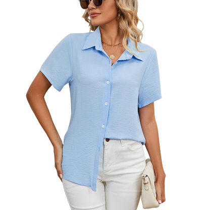 Lässiges kurzärmeliges Baumwollhemd - Loose Fit & Knöpfe