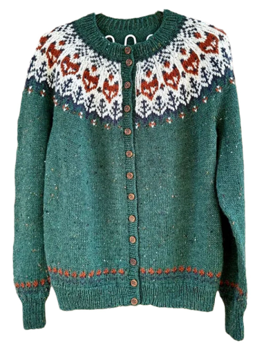 Elegante Vintage-Strickjacke mit Wintermuster für die kalten Tage