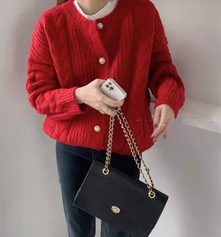 Carol - Strickjacke mit langen Ärmeln in Apricot