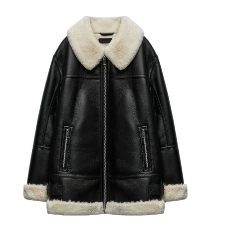 Amber - glatte Jacke mit Sherpa-Details