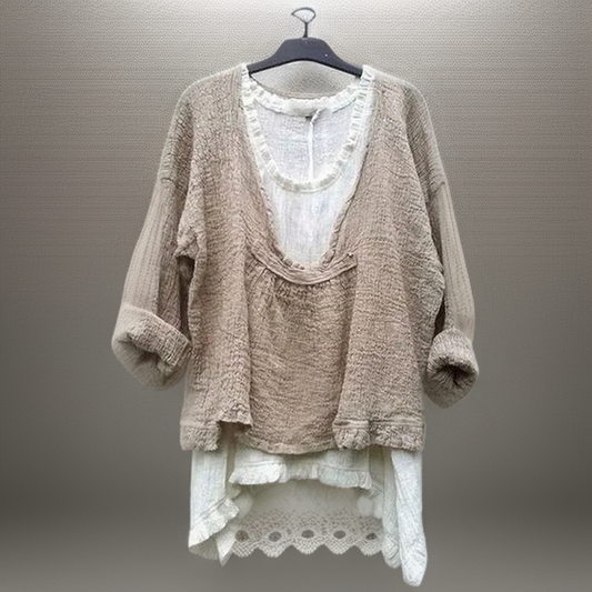 Zakia Bluse | Lässige Langarm-Doppelbluse
