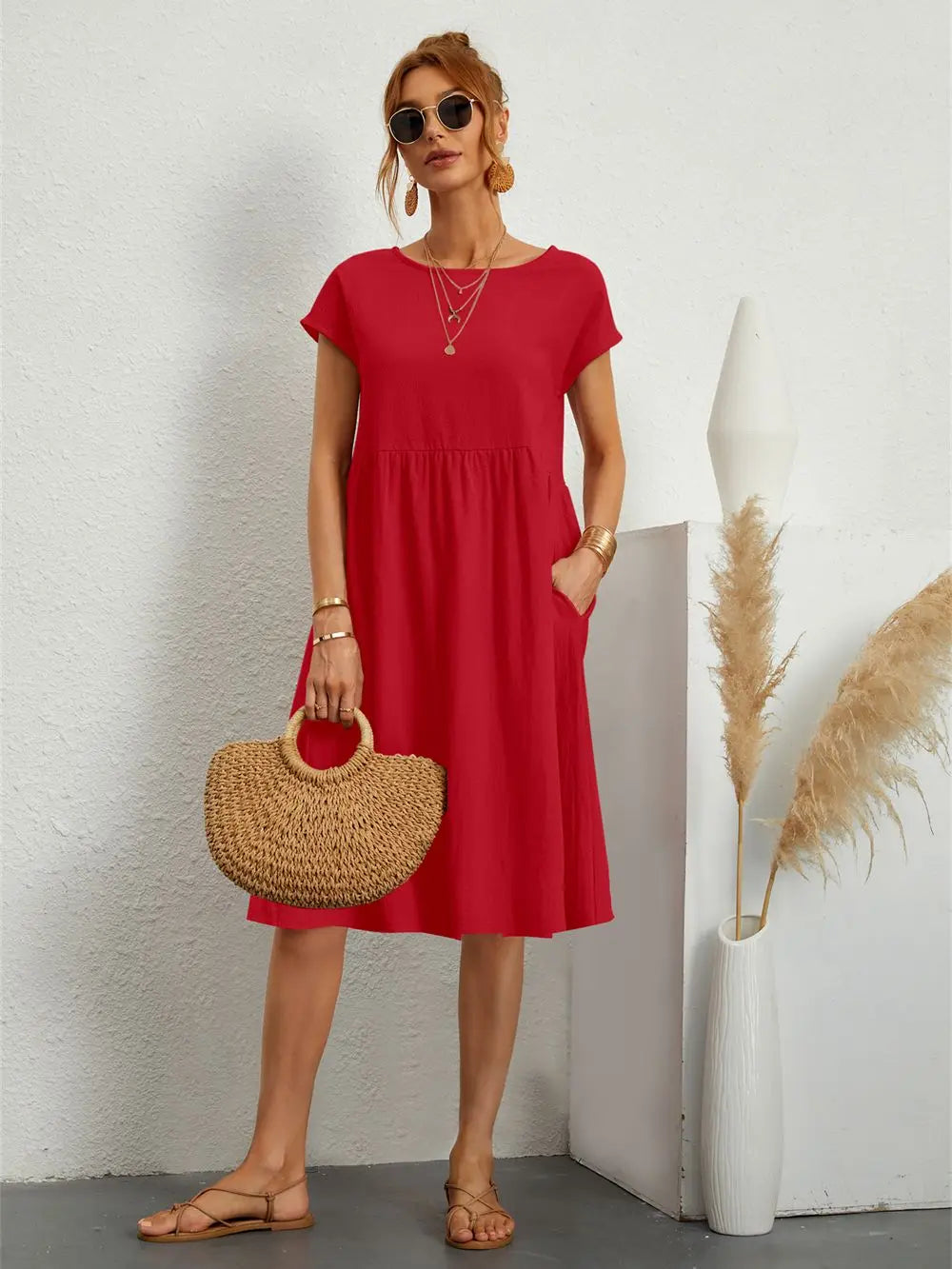 Lässiges Taschenkleid